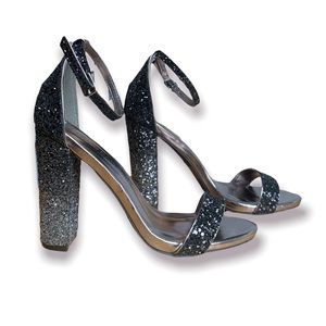 Wild Diva Lounge Glittery Ombré Heels Black Silver